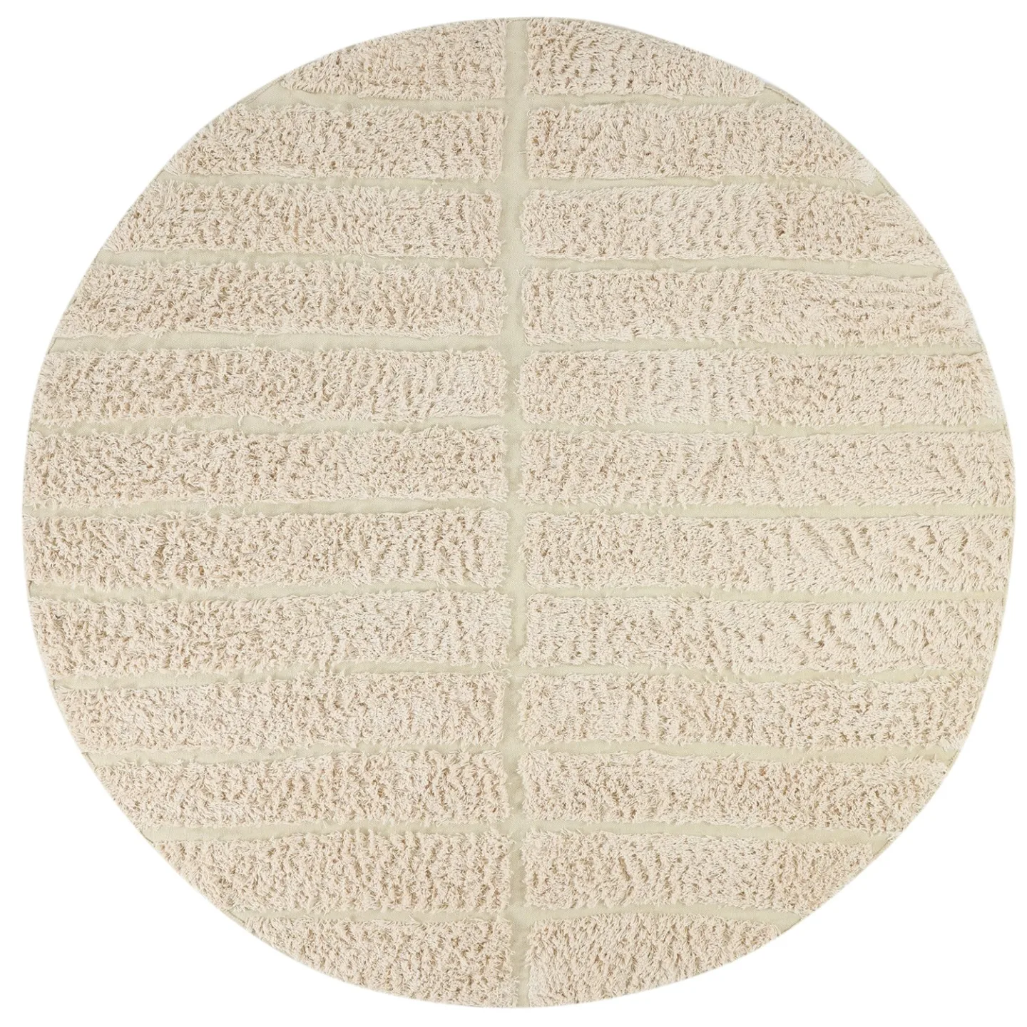 Rundt teppe - Ikara Natural Cotton Shaggy (krem) (Størrelse: Ø 200 cm)