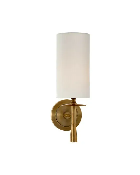 Drunmore Single Sconce Antique Brass/Linen Shade