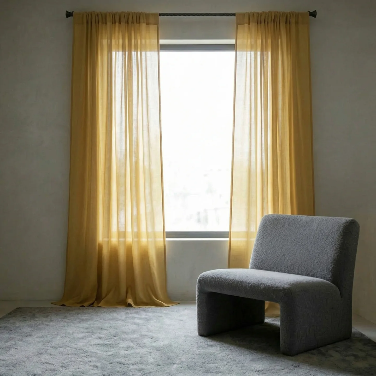 Gardiner 2-pk - Linmixgardin Lumira (oker) (Størrelse: 140 x 250 cm)