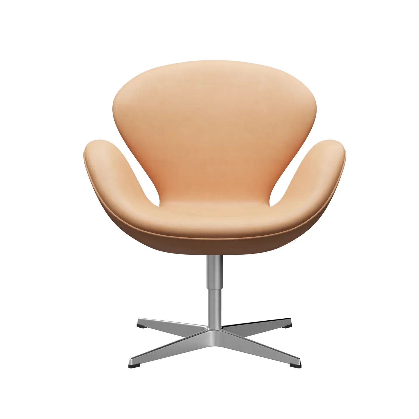Fritz Hansen Svanen 3320 fåtölj Natural läder-borstad aluminium