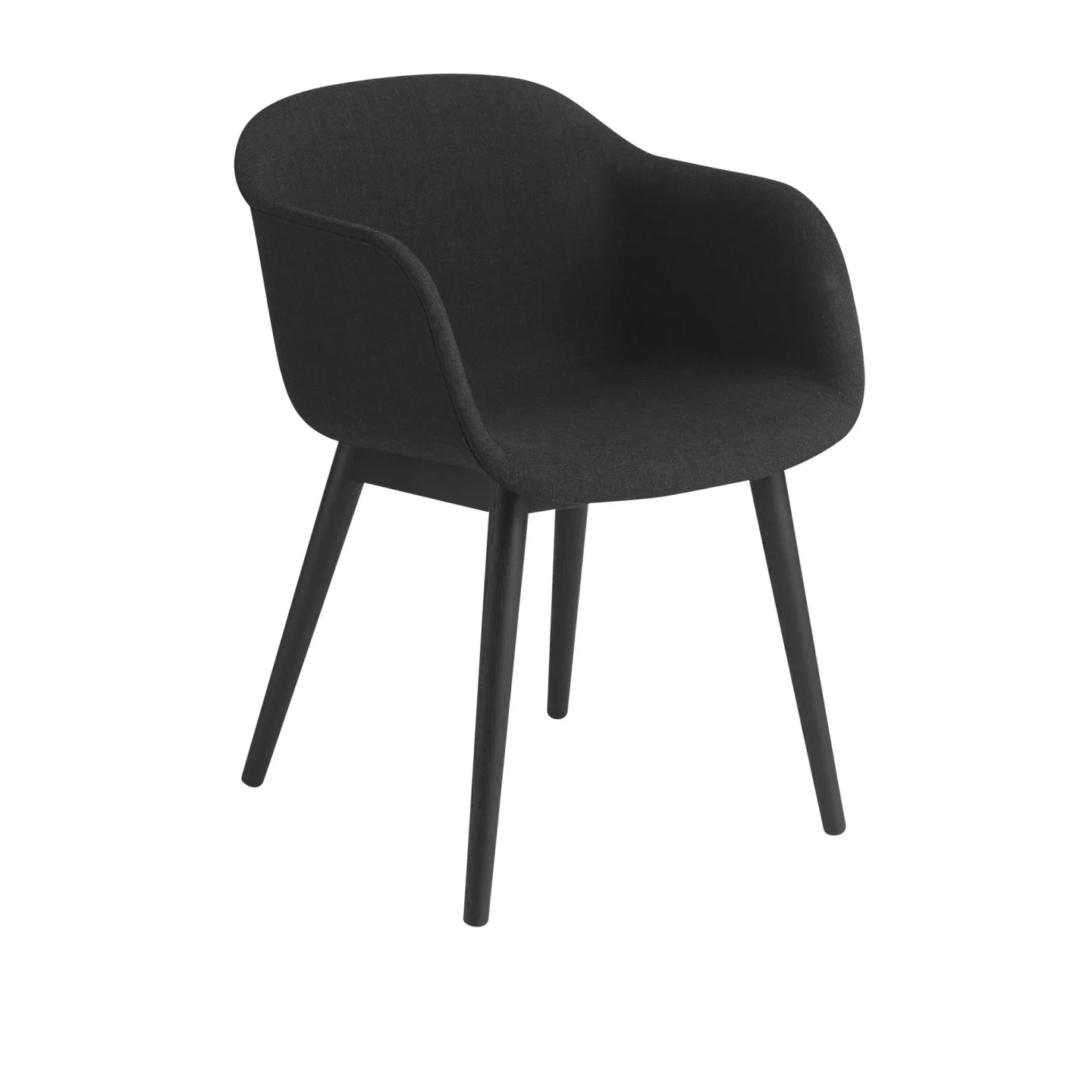 Muuto - Fiber Armchair, Wood Base, Remix 183/Black - Matstolar - Iskos-Berlin - Svart - Trä/Syntetiskt/Ull