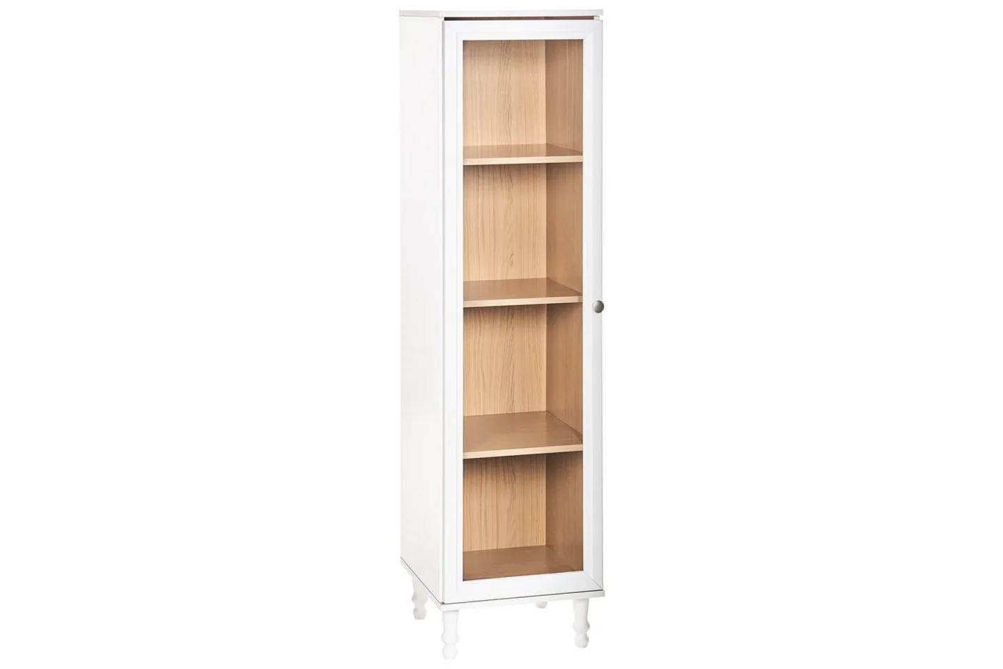Vitrinskåp Tingledale Vit, ljust trä, 40x38x150 cm - Vit, ljust trä, 40x38x150 cm