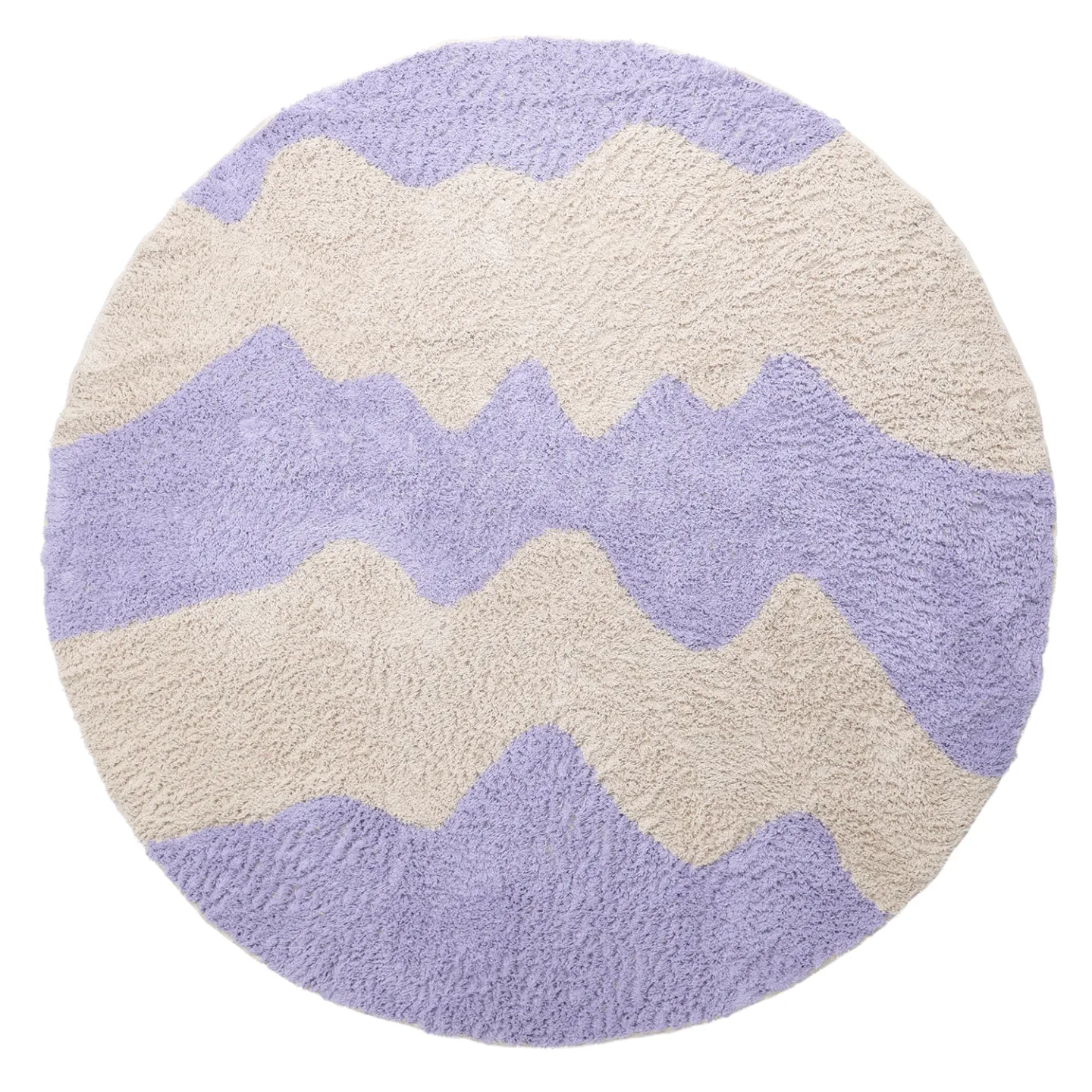 Rundt teppe - Amira Natural Cotton Shaggy (lilla/beige) (Størrelse: Ø 200 cm)