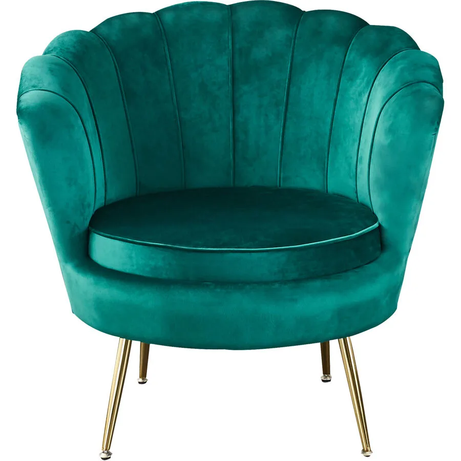 Sessel Saija Grün, Gold Samt, Metall B 76 T 76 H 78 cm