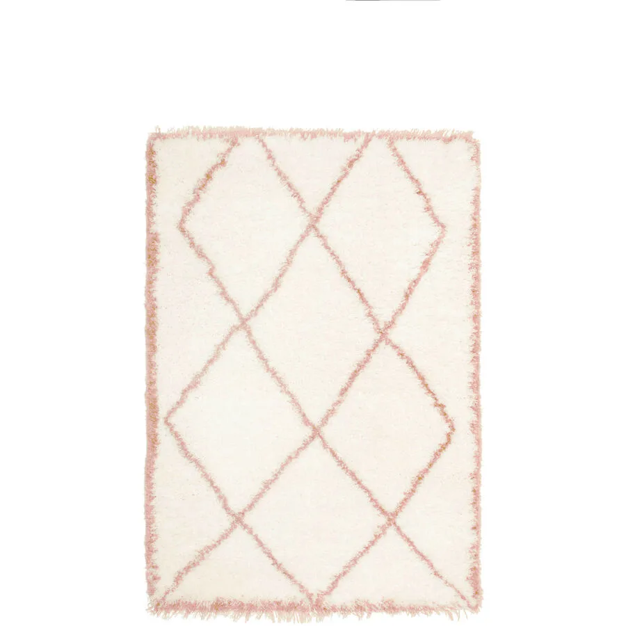 Teppich Henja weiss/Pink Symmetrie Polyester 150 x 100 cm