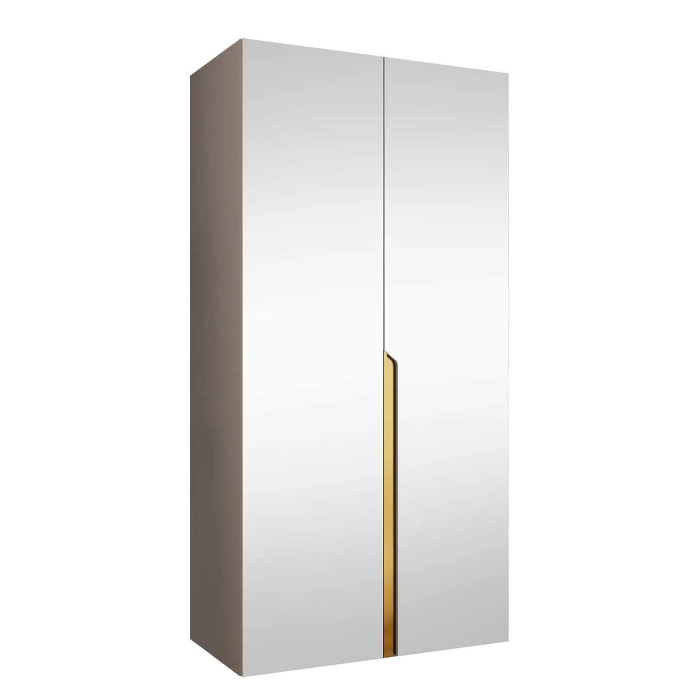 Milias Garderob med spegel 100x202 cm - beige / guld