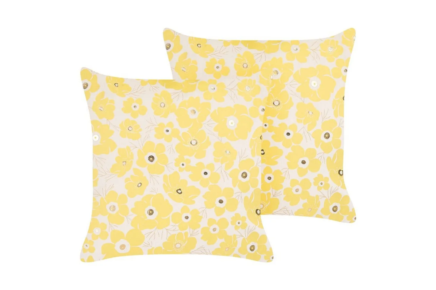 Prydnadskuddar Triteleia set om 2 Gul/Beige/Guld - Gul/Beige/Guld