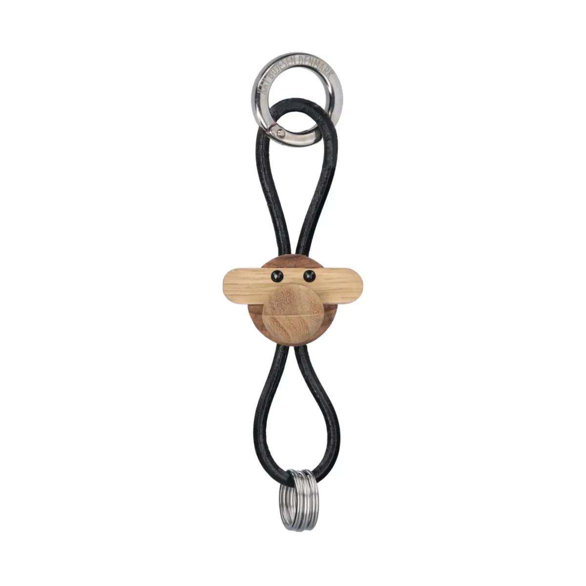 Kay Bojesen Denmark Kaj Bojesen Affe Schlüsselanhänger Teak-Limbaholz, schwarzes Leder