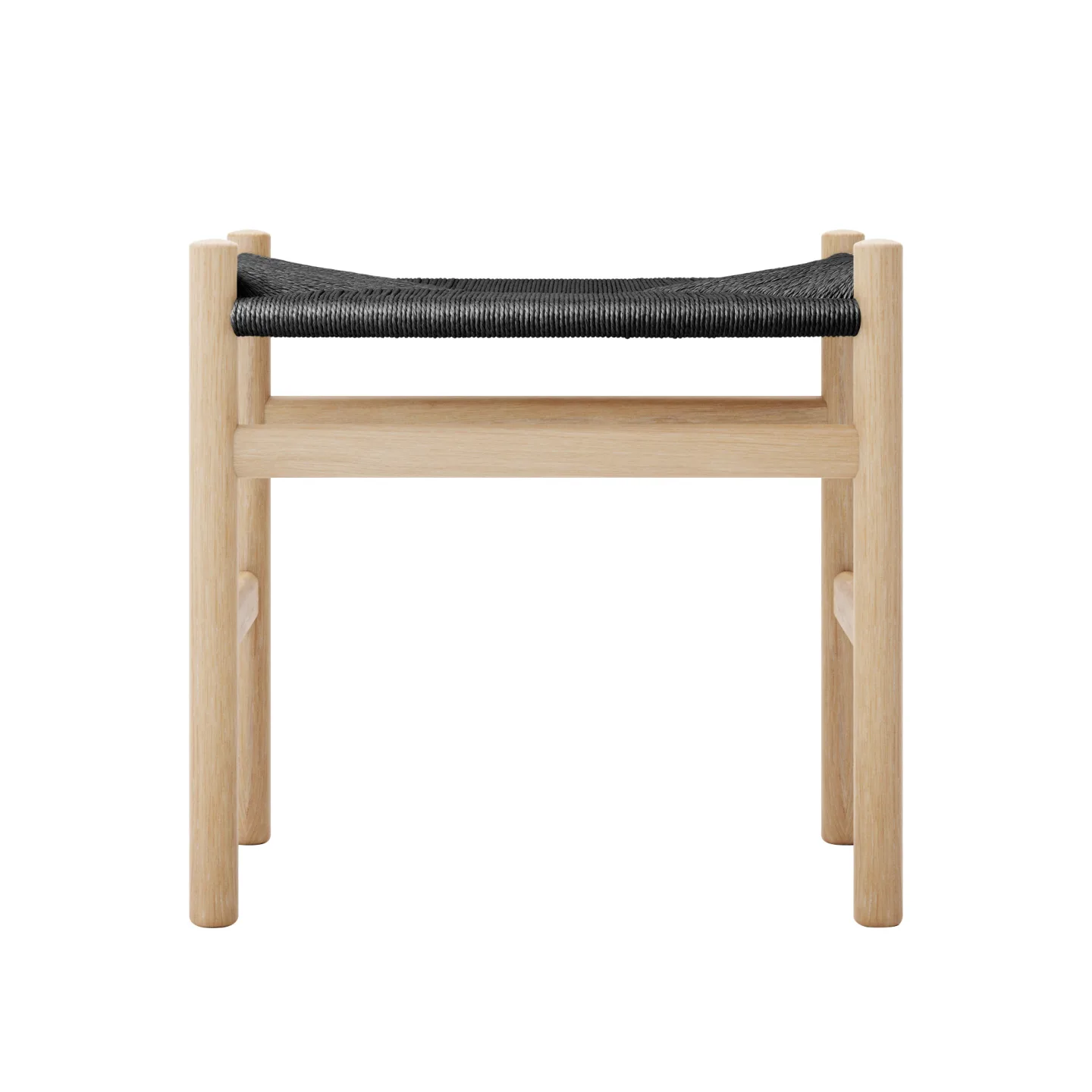 Carl Hansen - CH53, Ek, Vitoljad, Svartflätad, 43 cm - Fotpallar - Hans J. Wegner - Träfärgad - Papper/Trä