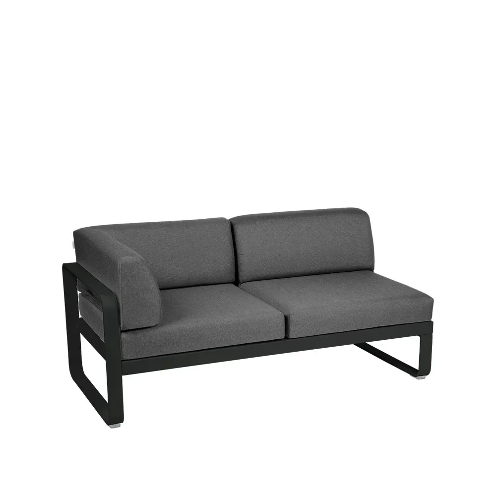 Fermob Bellevie Corner modulsoffa 2-sits Liquorice (svart), graphite grey dyna, vänster