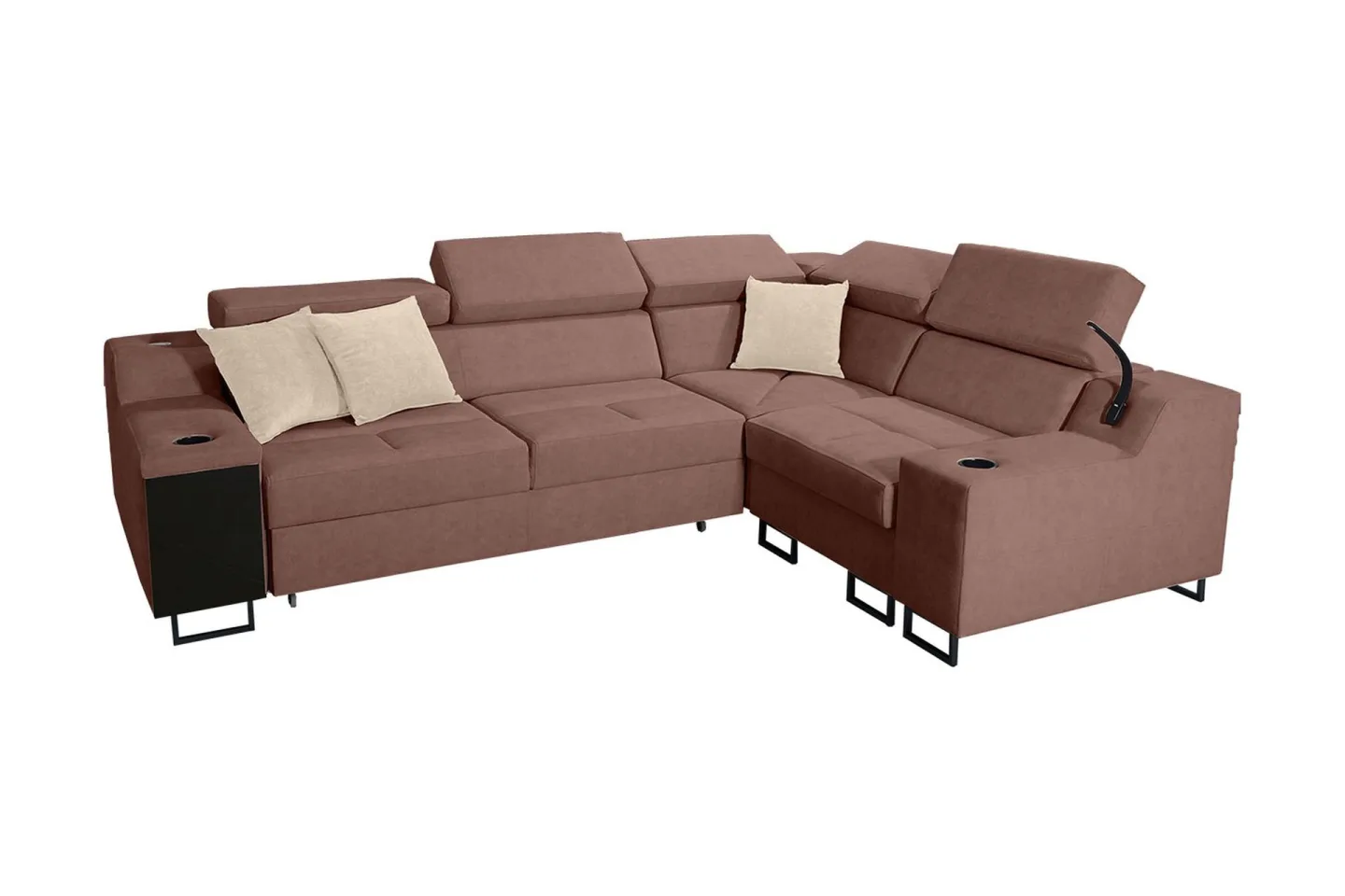 Seginus Hörnbäddsoffa 4-sits 210x127 - Rosa