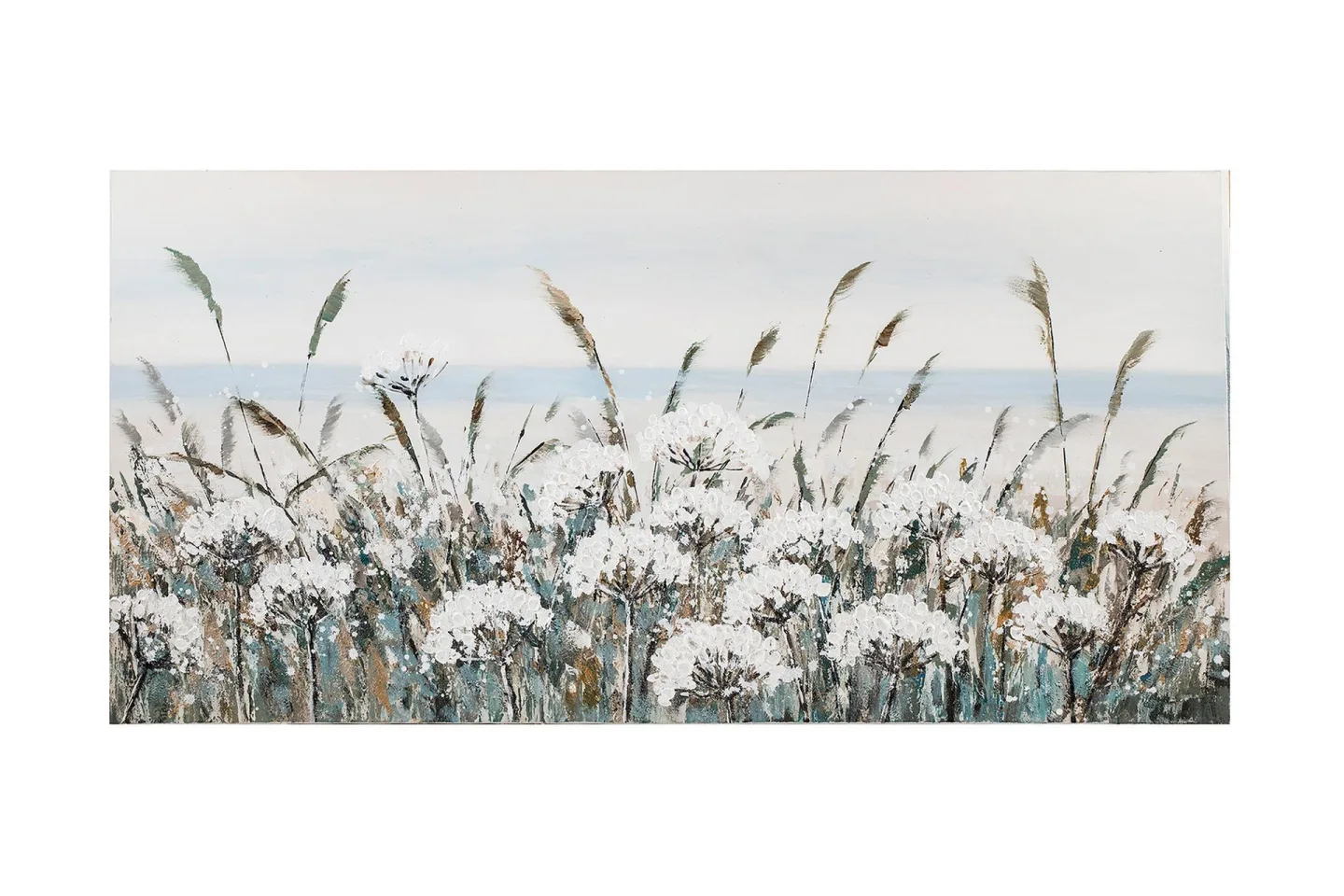 Oljemålning Vita ängblommor -