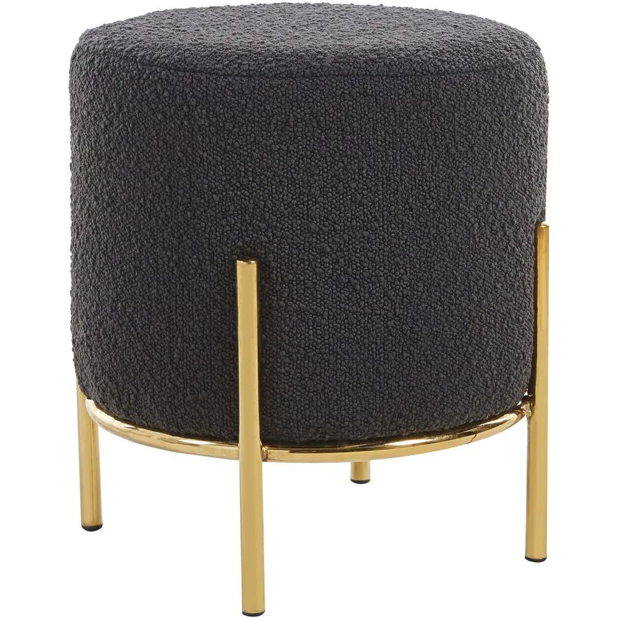 Hocker Sarina Anthrazit, Gold Stoff, Metall B 35 H 38 cm