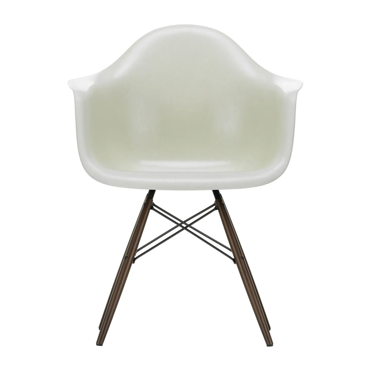 Vitra Eames Fiberglass Armchair DAW karmstol parchment, brunbetsade lönnben
