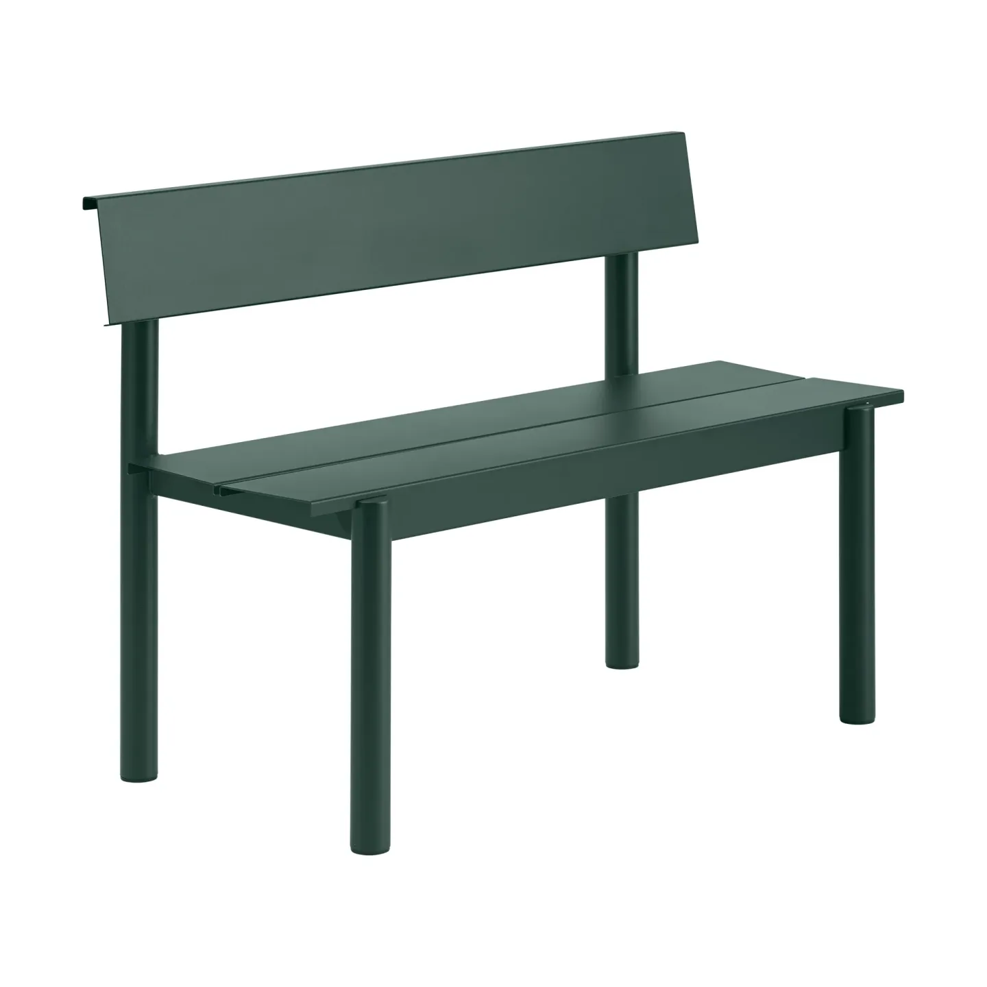 Muuto Linear Steel Bank mit Rückenlehne Dark green, 110x34 cm