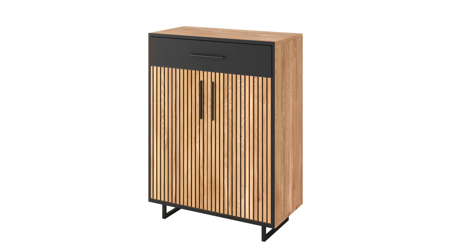 Schuhschrank mit Schublade Eiche massiv geölt 82 x 100 cm - BELLA