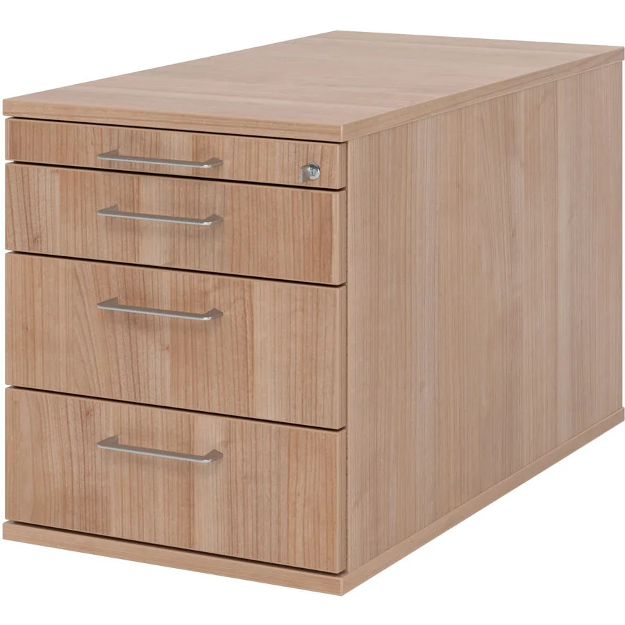 Rollcontainer Office nussbaum/Aluminium gebürstet Holzwerkstoff B 42.8 cm H 51.2 cm