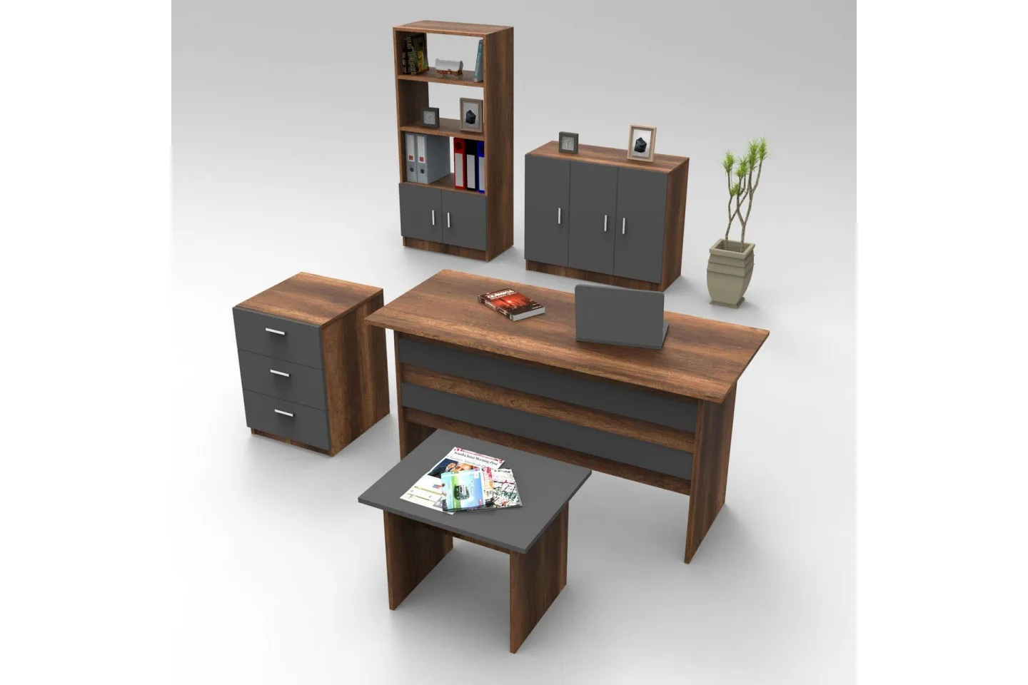Belloch Möbelset Kontor - Teak/Antracit