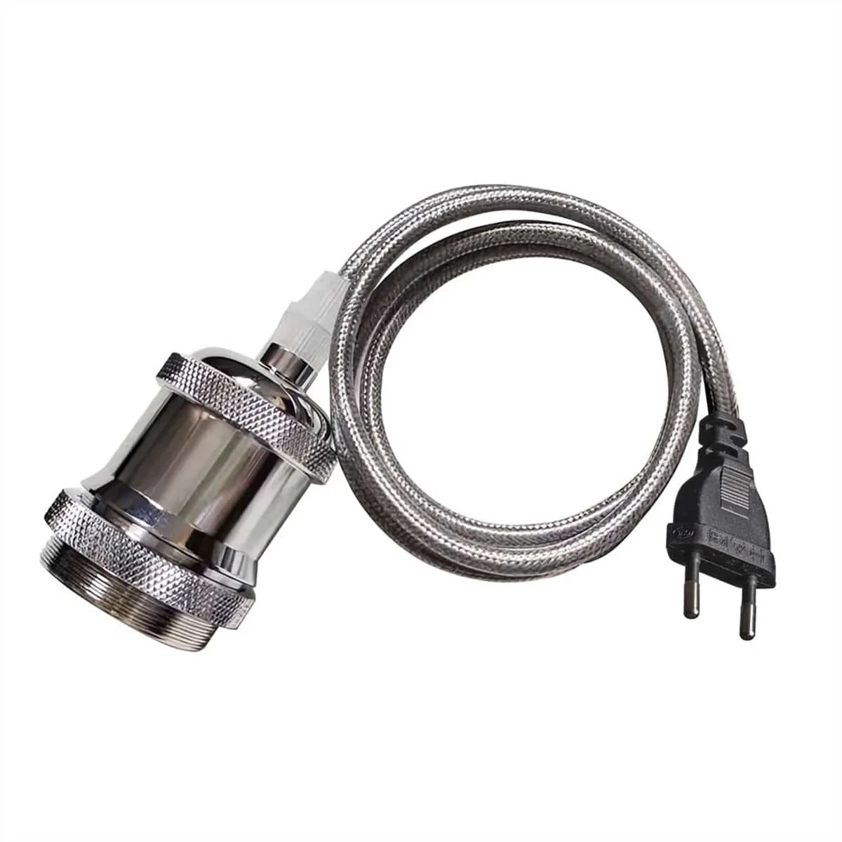 Lampupphäng Silver 3,5m textilkabel med stickpropp