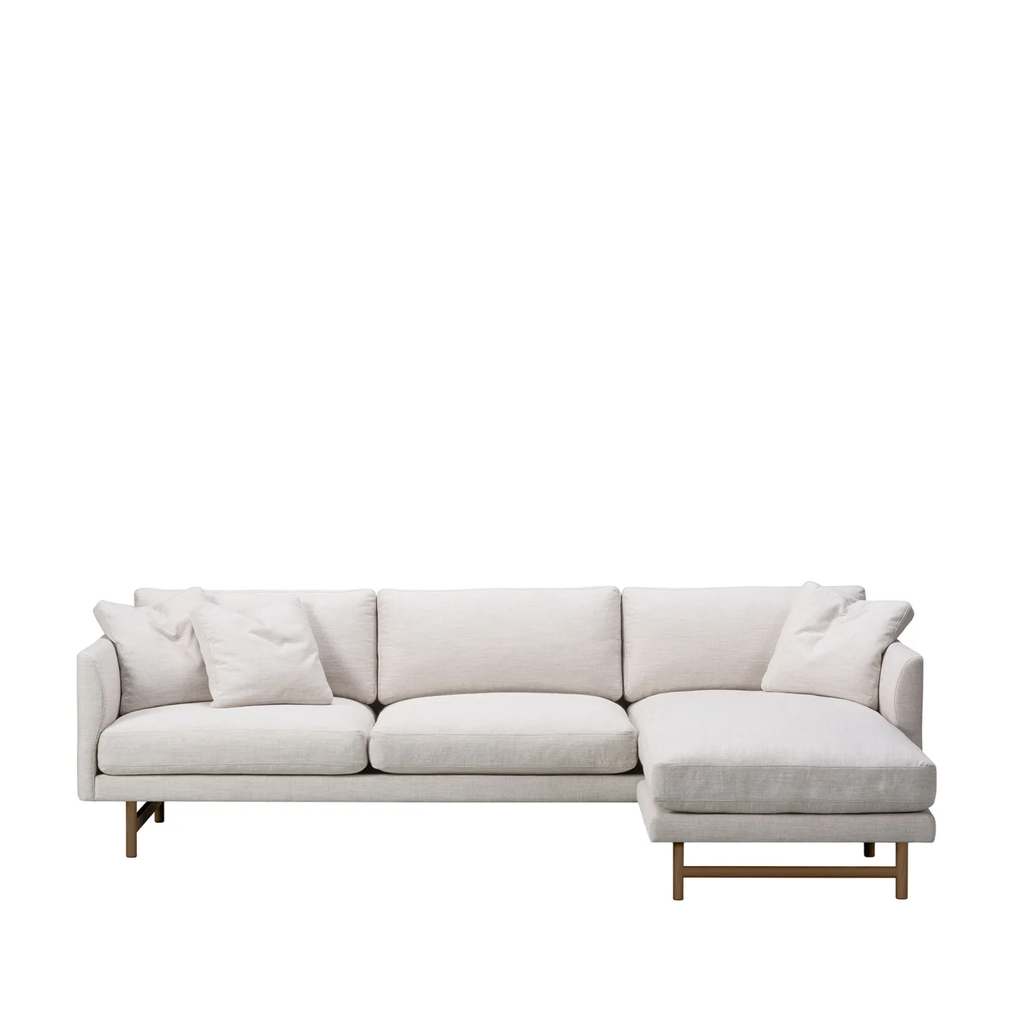 Fredericia Furniture - Calmo 3 Seater Chaise 80 Right, Smoked Oak, Fabric Cat. 2 Ruskin 10 - Soffor - Hugo Passos - Beige