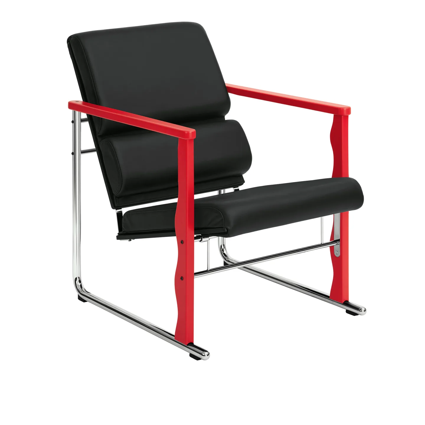 HEM - Experiment Lounge Chair 503, Red/Black Leather - Fåtöljer - Flerfärgad - Metall/Trä/Skum