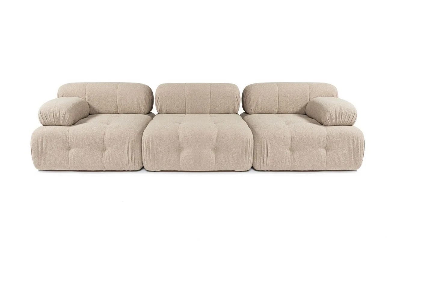 Belgin Bubblig Soffa 3-sits med fasta armstöd - Peach
