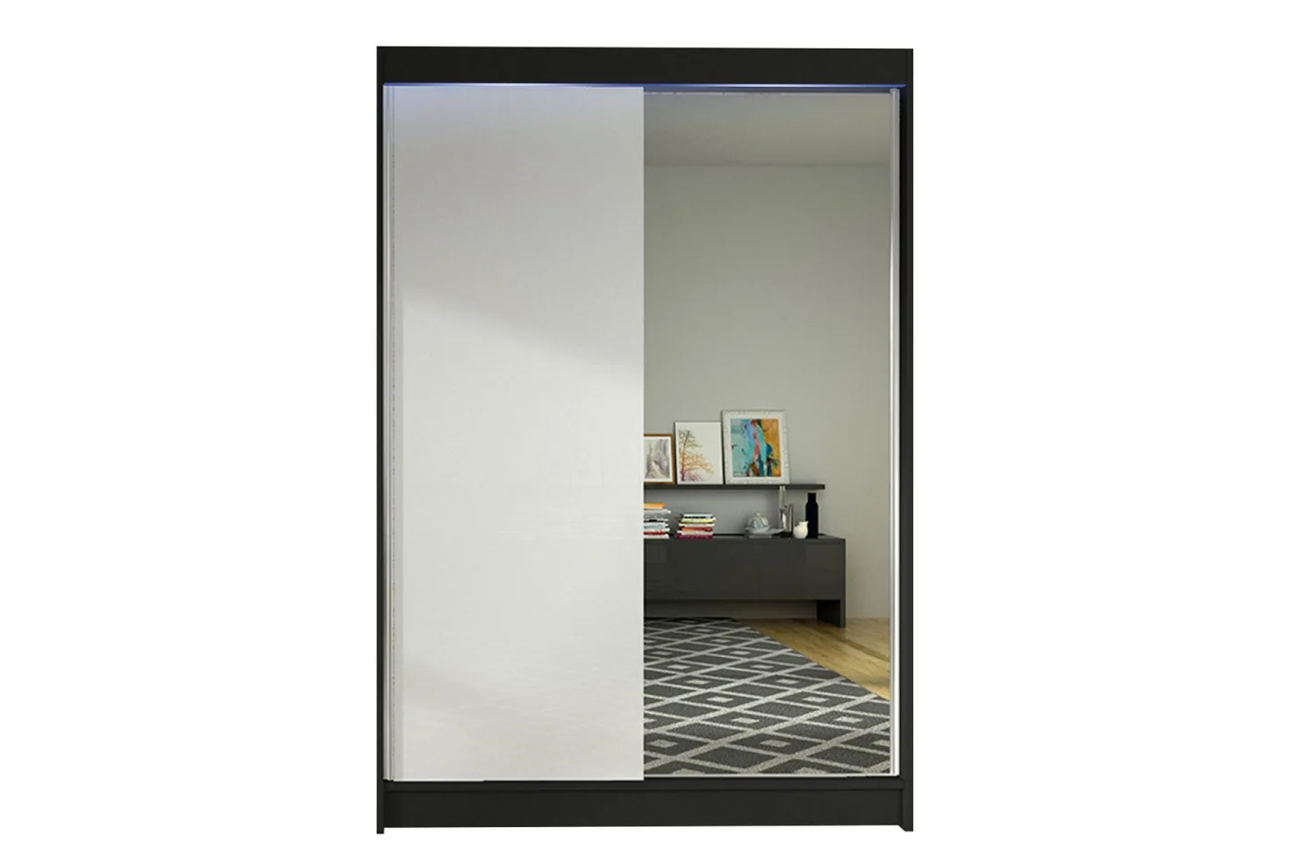 Liverpool Garderob med Spegel 120x200 cm - Vit/Svart