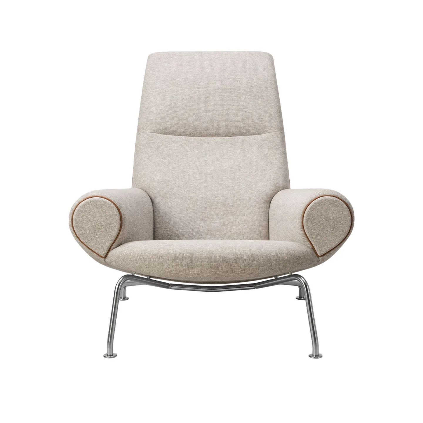 Fredericia Furniture - Wegner Queen Chair Chrome / Hallingdal 110 - Fåtöljer - Hans J. Wegner - Grå - Metall/Textilmaterial