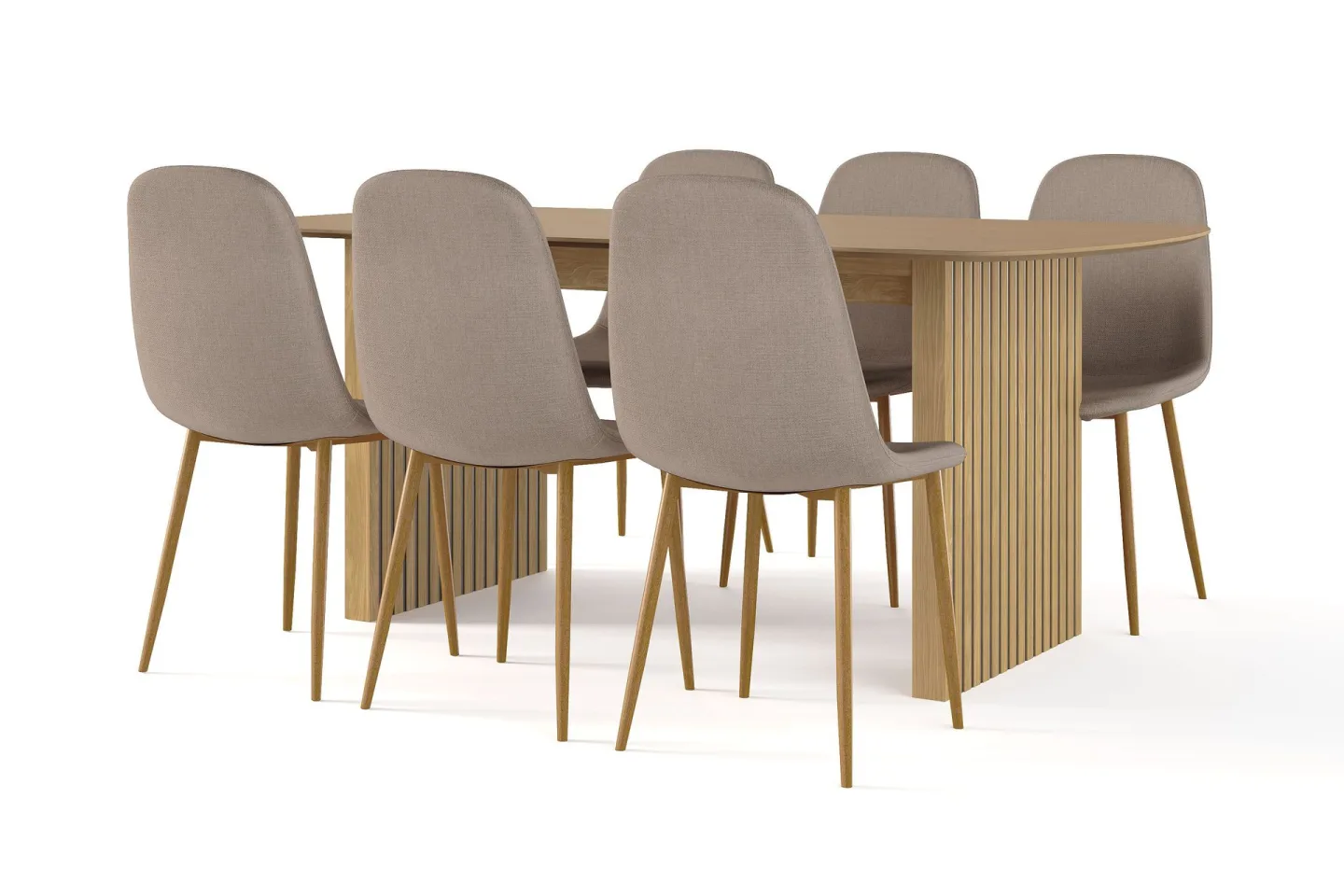 Richeto Matbord 180 cm ek + 6 st Nibe stol brun med ek ben - Natur/Brun
