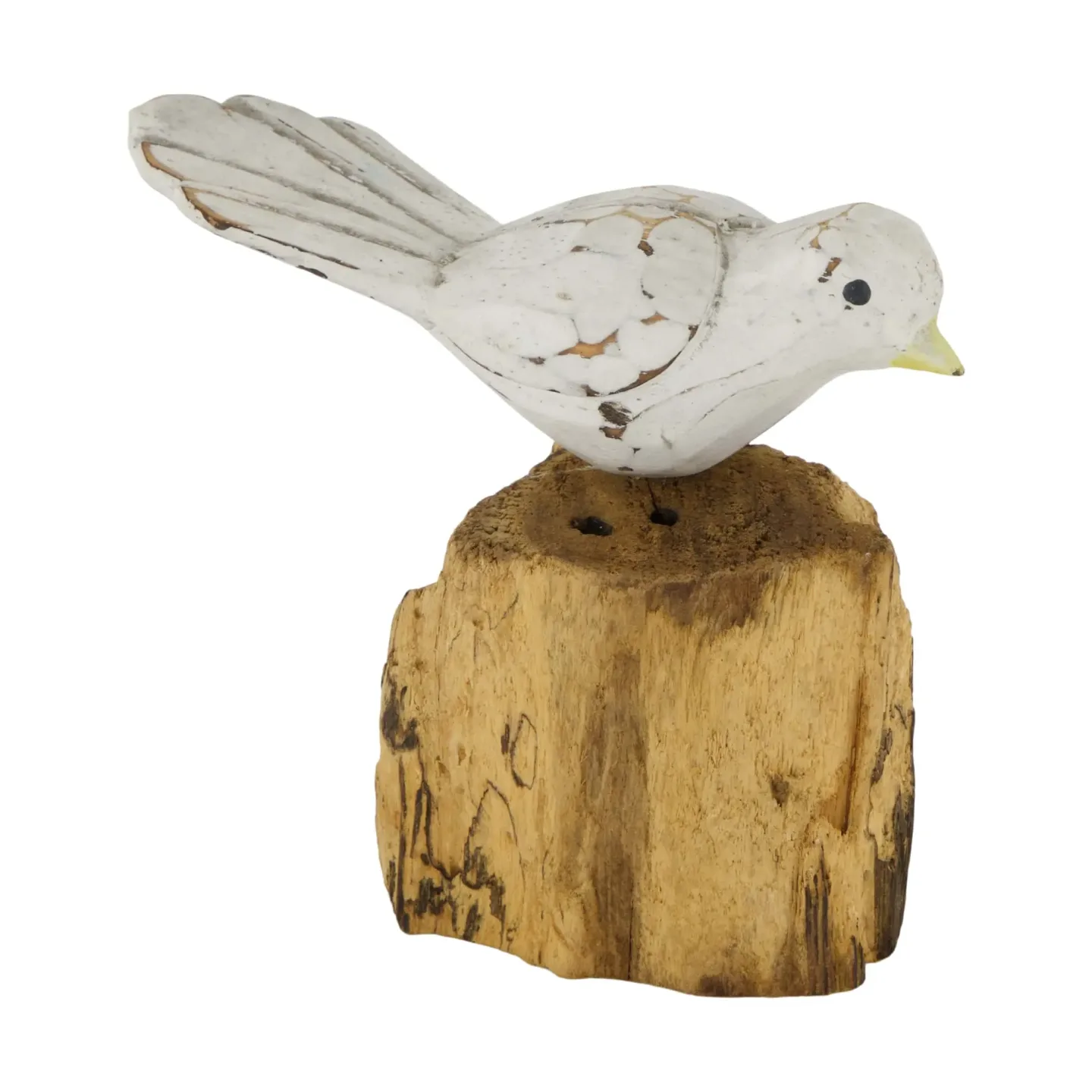 Decofinder Figur Vogel Auf Wurzel Weiss H: 12 cm | Schubiger Möbel