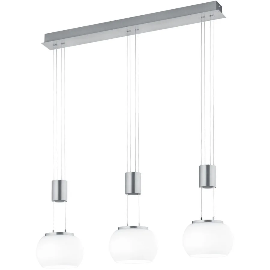 Pendellampe Magruela Grau Aluminium 82 cm 150 cm - Farbe: Nickel matt - LED - Lichtfarbe: Warmweiss - LED Energiesparlampen