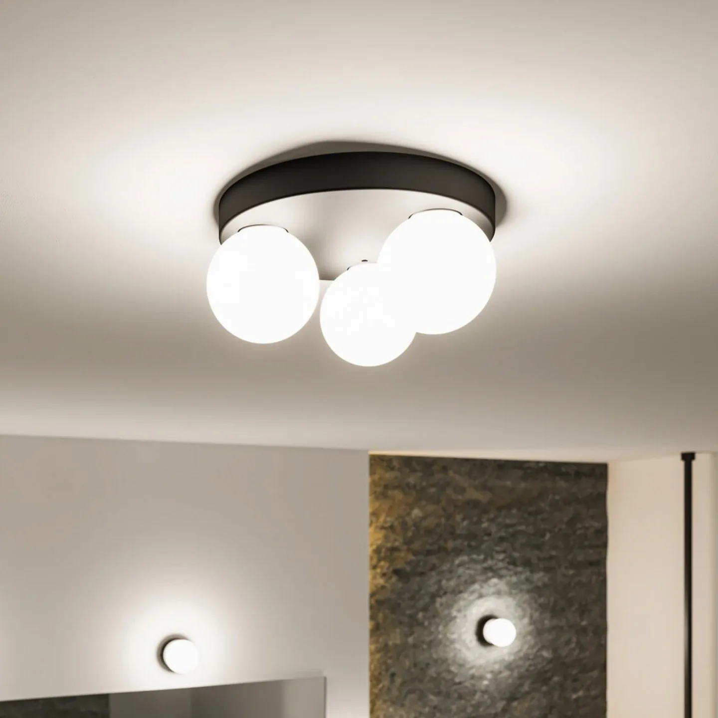 Gove 3 Deckenleuchte IP44 Dim. Matt Schwarz/Satin - Paulmann - Wohnzimmer - Modern - Glas - Kugel