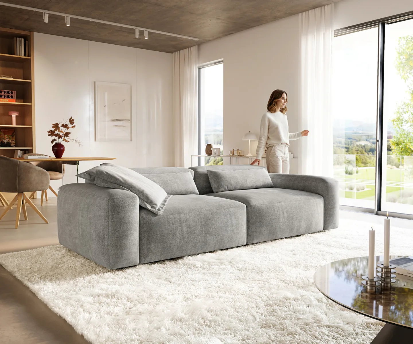 Big-Sofa Freestyle Pure 280x110 cm Strukturstoff Soft Grau