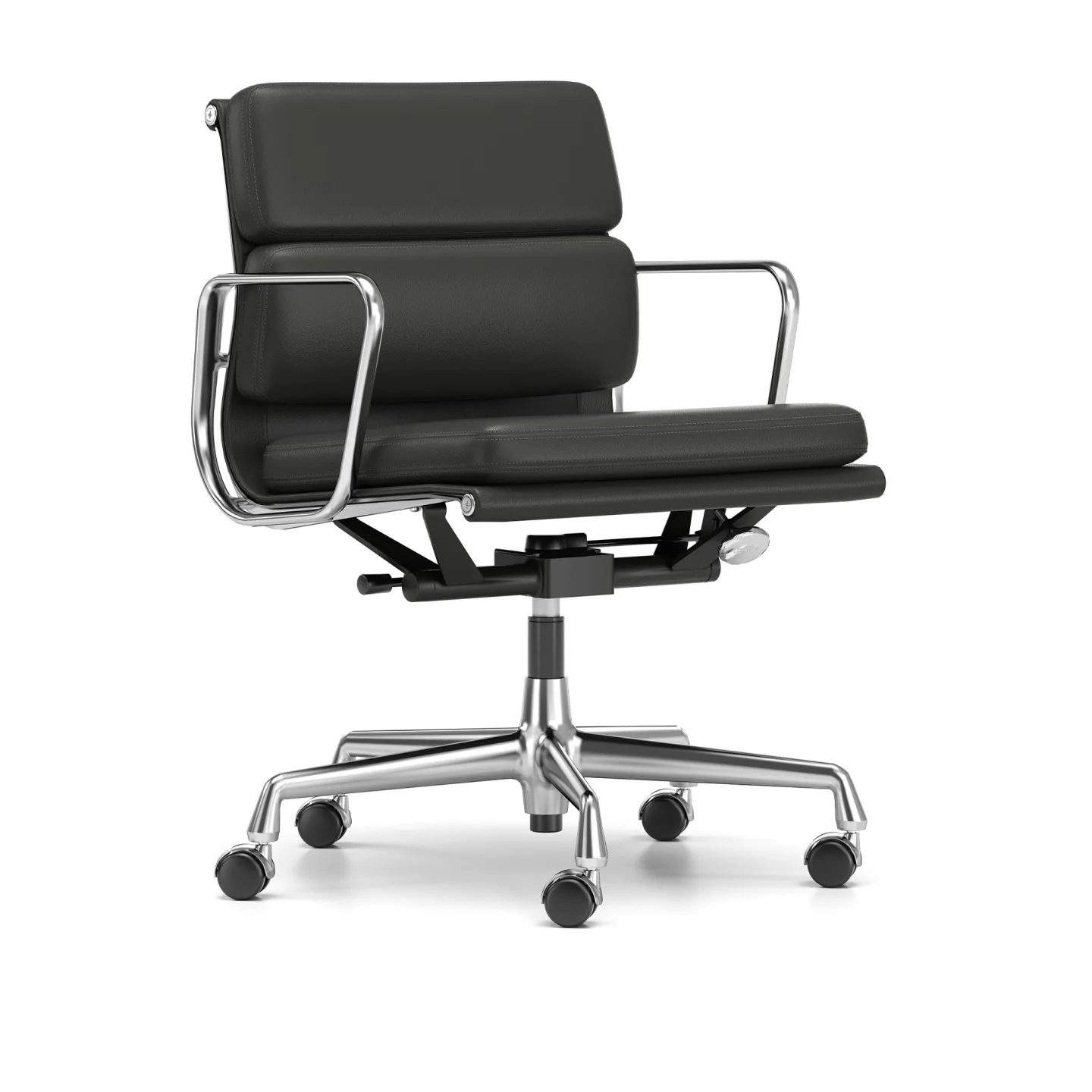 Vitra - Soft Pad Chairs EA 217, Förkromat, Läder: Kat. L40 - Leather Premium - 66 - Kontorsstolar - Charles & Ray Eames - Svart