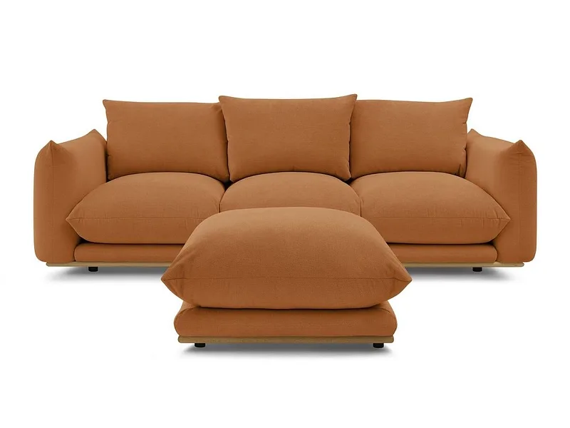 3er Sofa mit Hocker BOBOCHIC ERNEST Stoff orange