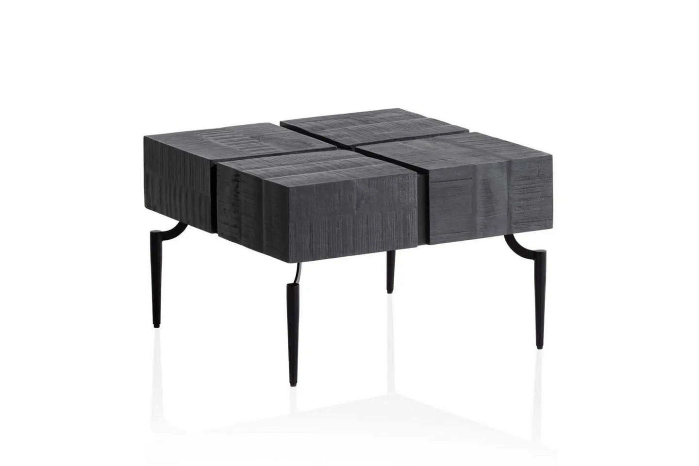 Soffbord Wohnling massivt trä 60 cm kub, fyrkantig, modern stil Svart - Svart