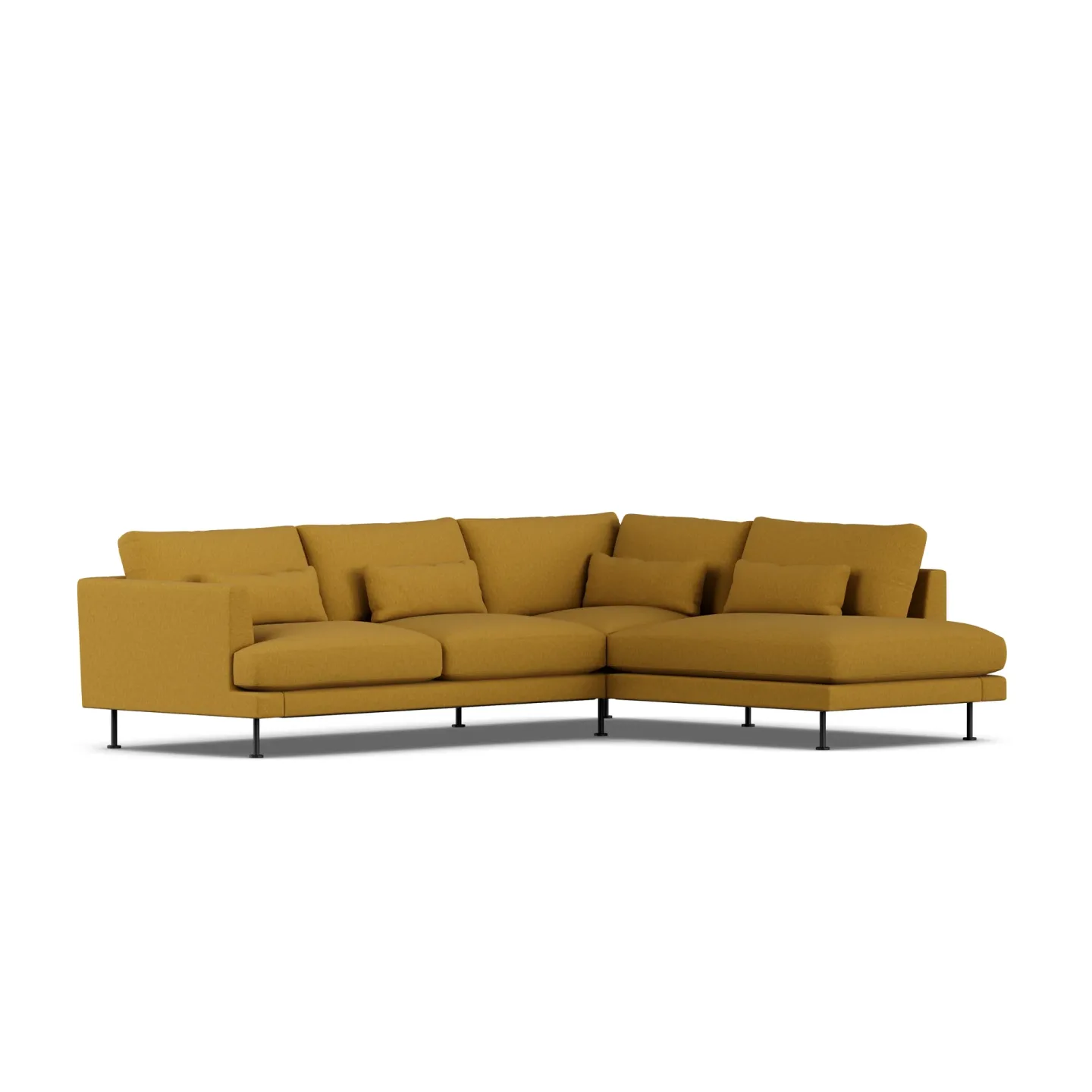 1898 Bredhult Sofa Luiza Mustard 3972-Schwarzer Stahl, 3-sitzig A1