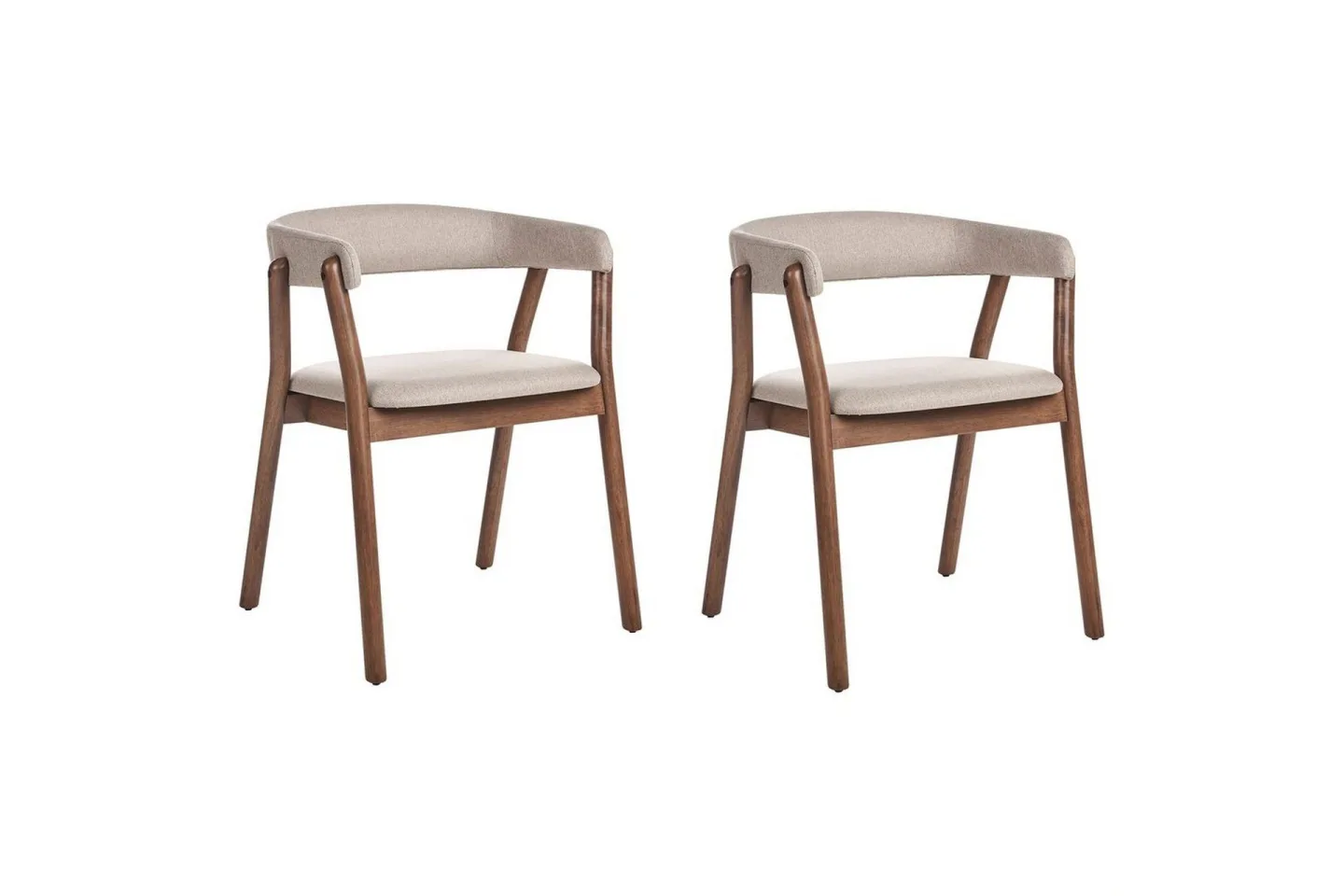 Matsalsstol Mylo set om 2 Beige-Mörkt Trä - Beige-Mörkt Trä