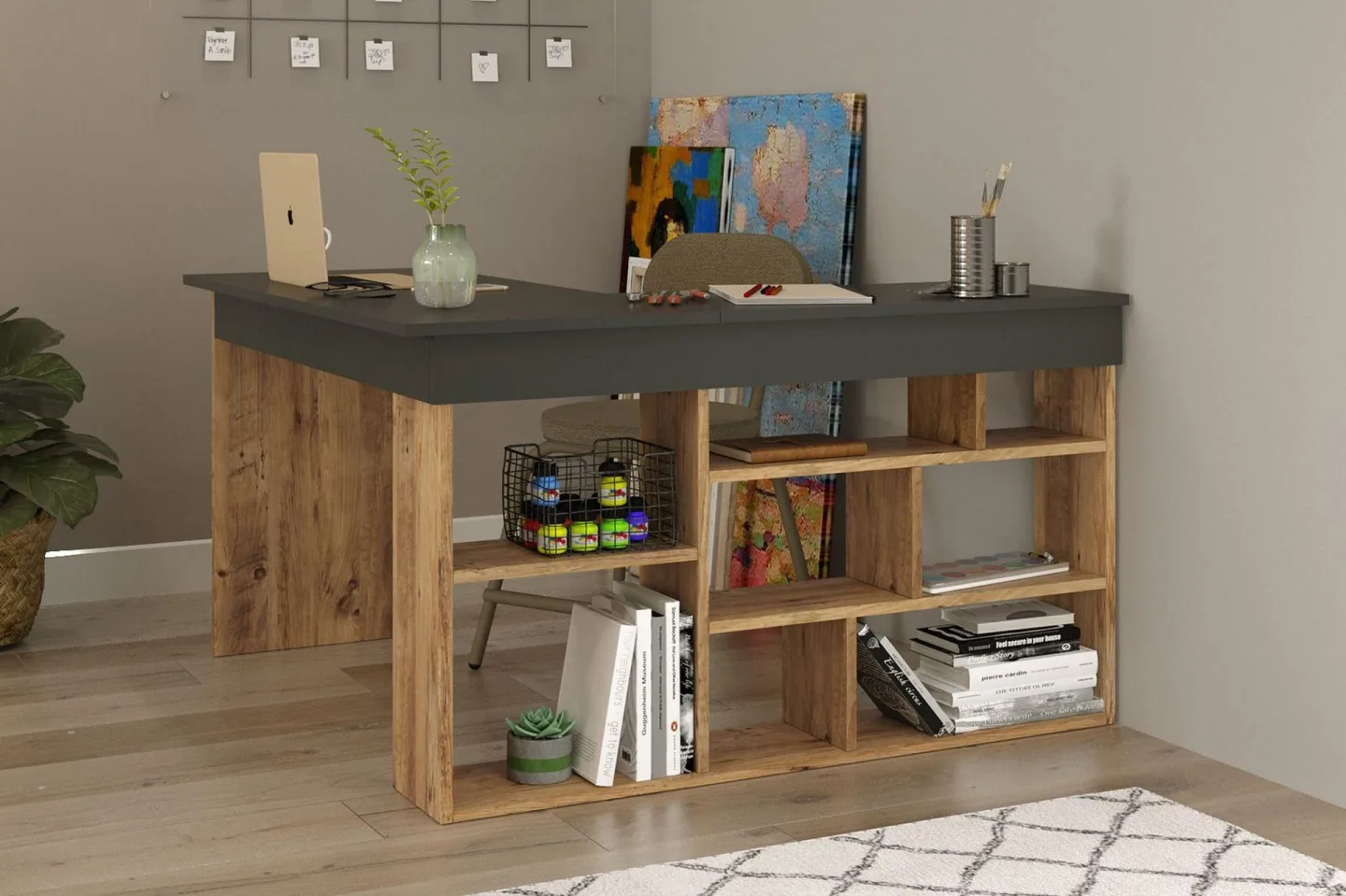 Dalran Skrivbord 129 cm - Natur/Svart