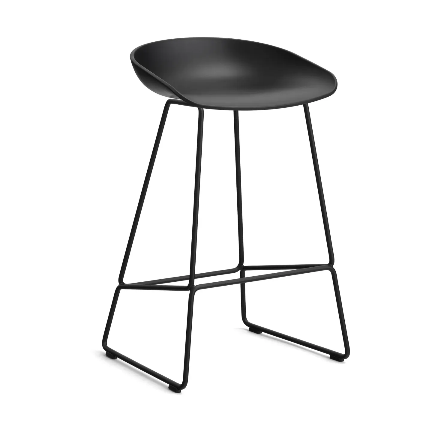 HAY About a Stool 38 Low Barhocker 2.0 Schwarz-schwarz Stahlgestell