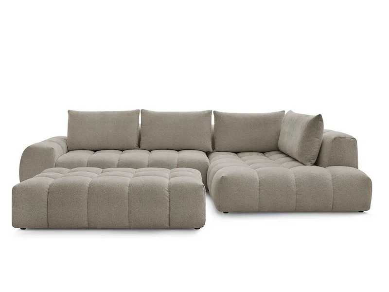 Ecksofa mit Hocker BOBOCHIC EVEREST Stoff chiniert taupe