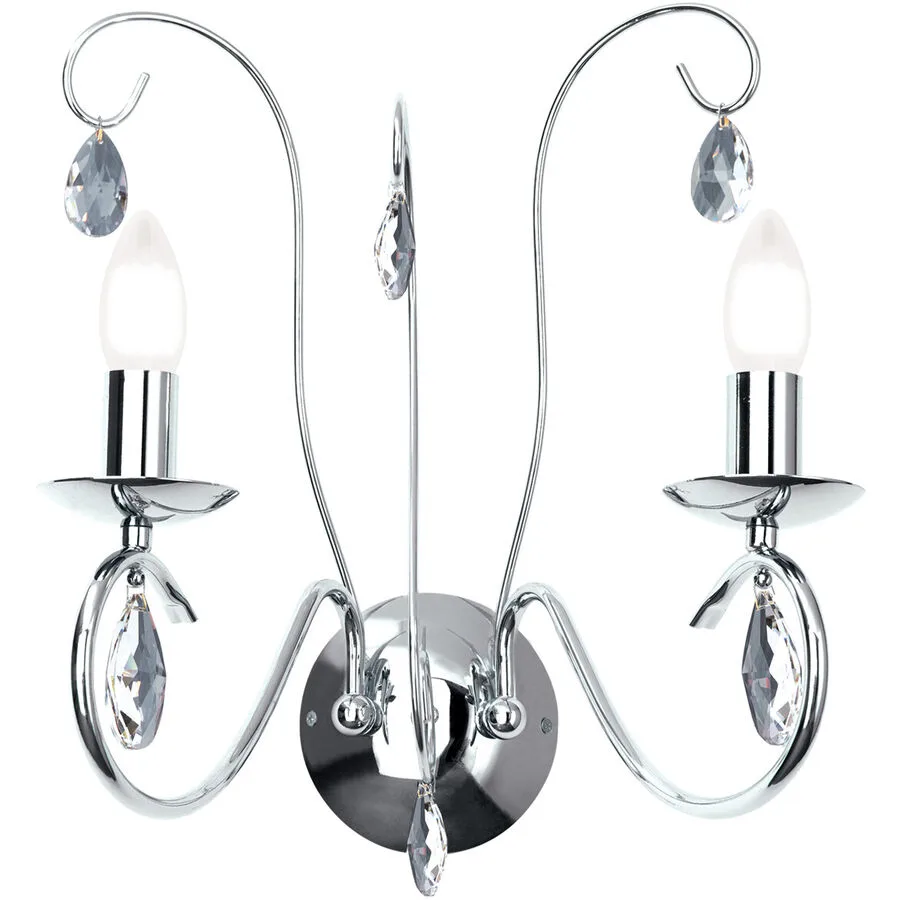 Wandlampe Alessia Grau Stahl 34 cm 43 cm - Farbe: chrom