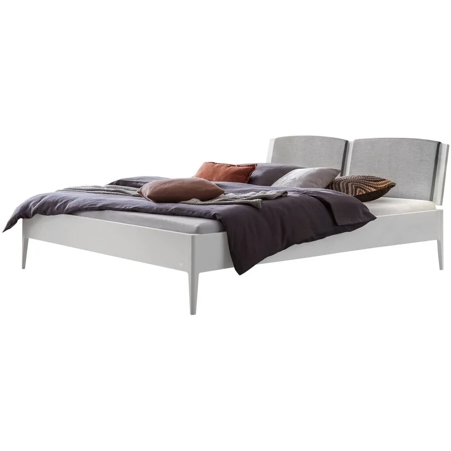 Hasena Bett Castello Grau, Weiss Eiche Massivholz 160 x 210 cm