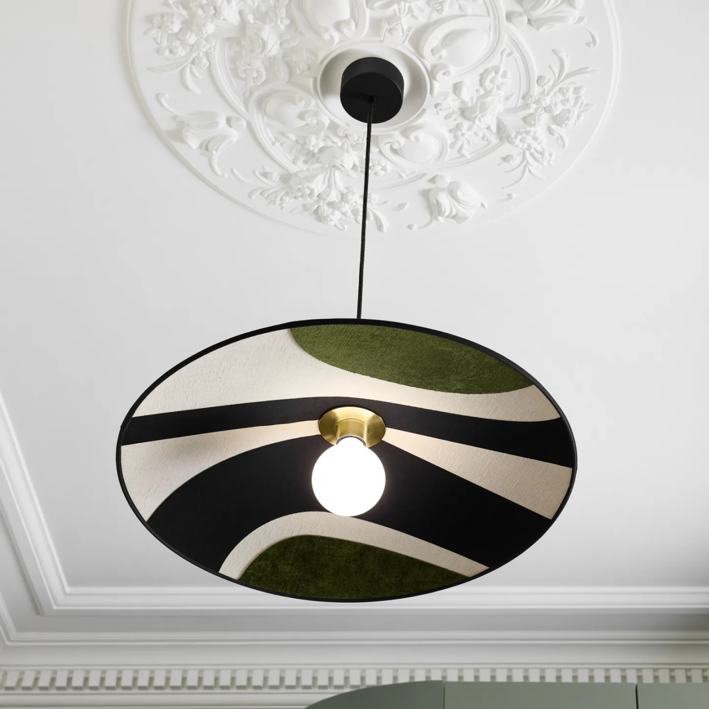 Sonia Laudet hengelampe, Ø 80 cm bjørk - MARKET SET - Stue - Design - Stoff / Tekstil - Med en lyskilde