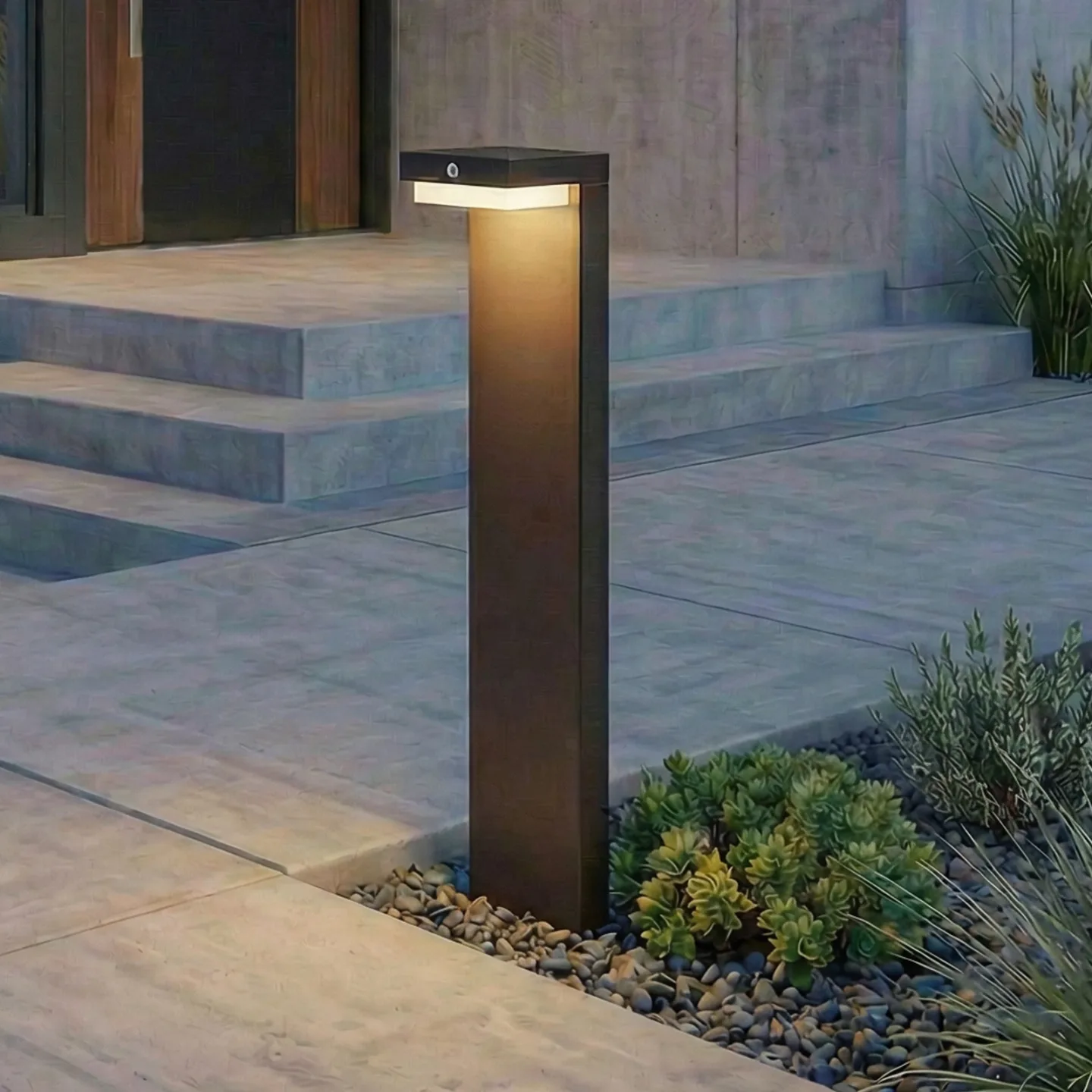 Eleazer LED Solarzelle Poller w/Sensor Schwarz - Lindby Eleazar - Balkon - Modern - Aluminium - Eckig