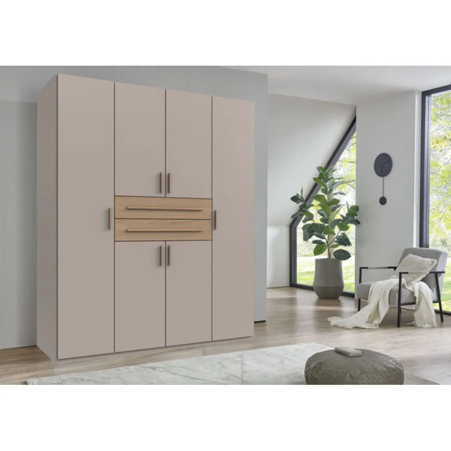 Kleiderschrank Stride Kaschmir, Abs. Dorena-Eiche-Nachbildung - Griffe Dorena-oak-NB Mischholz B 180 cm