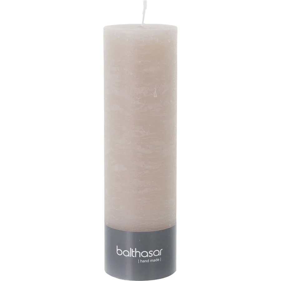 Balthasar Kerze Rustico taupe H20 cm D6 cm, Brenndauer 75h - Material: Wachs
