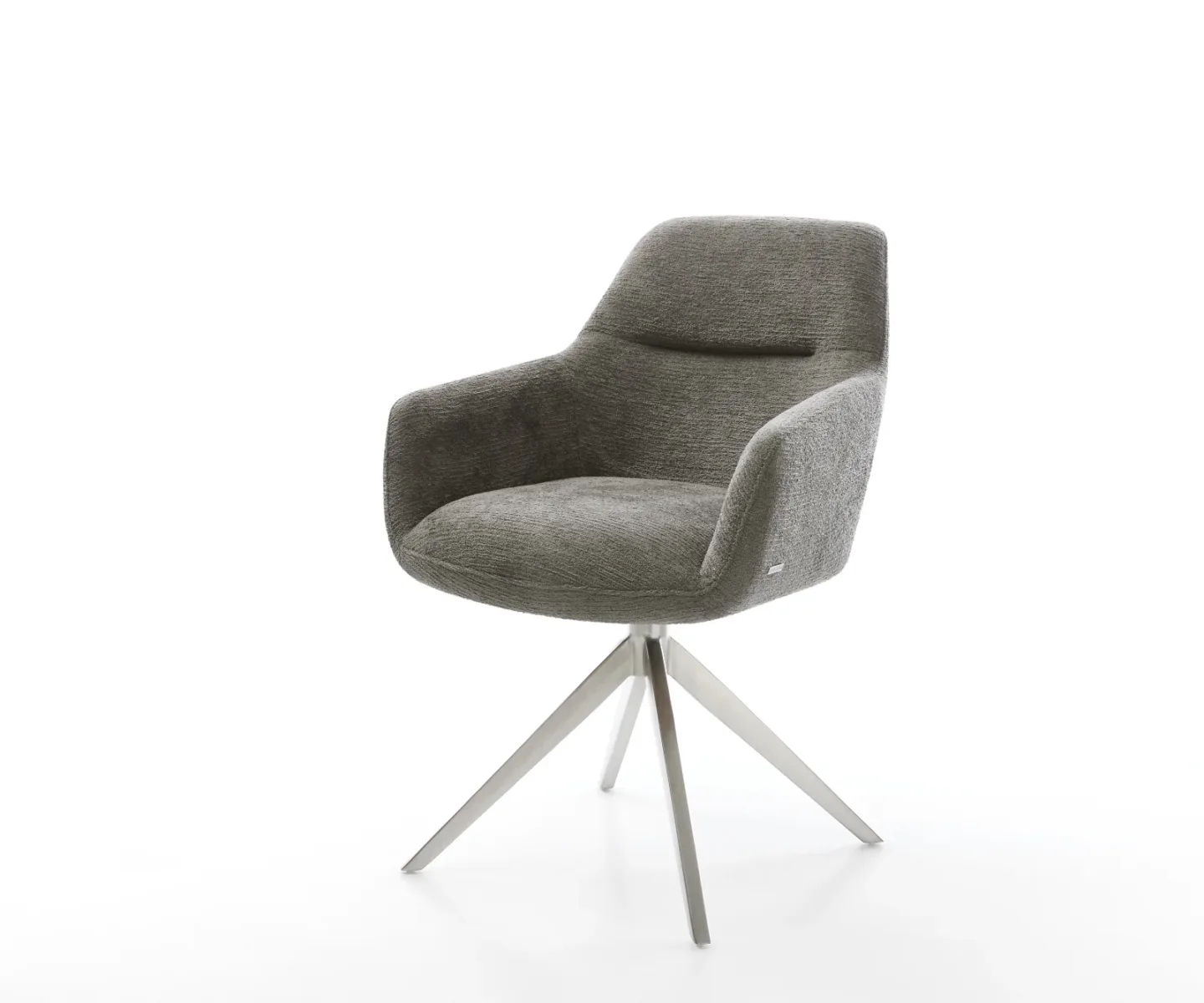 Drehstuhl Pejo-Flex Bouclé Soft Schlamm Kreuzgestell breit Edelstahl 360° drehbar Wippfunktion Taschenfederkern
