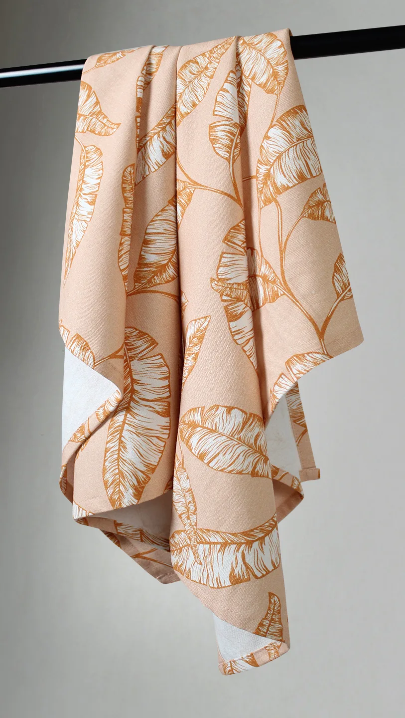 Kjøkkenhåndkle 2-pak - Leaves (oransje) (Størrelse: 50 x 70 cm)