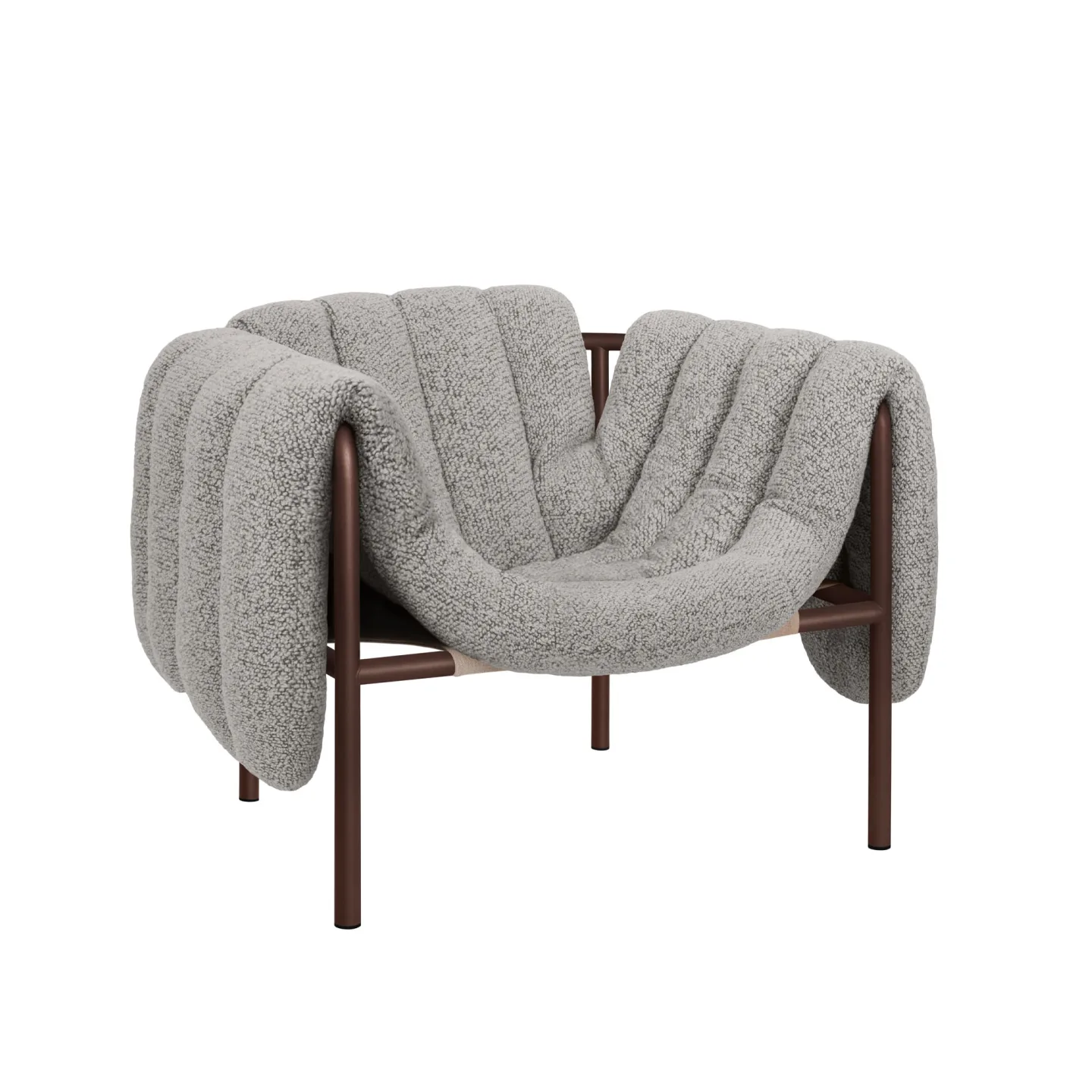 HEM - Puffy Lounge Chair - Pebble/Chocolate Brown - Fåtöljer - Faye Toogood - Brun,Grå - Bomull/Naturmaterial/Metall/Syntetiskt/Skum/Plast